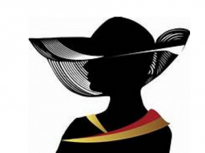 illustration of woman's head wearing stylish hat