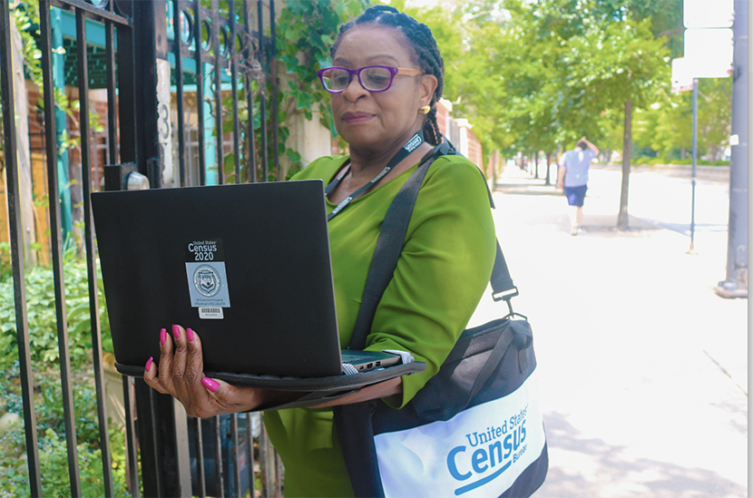 woman taking census