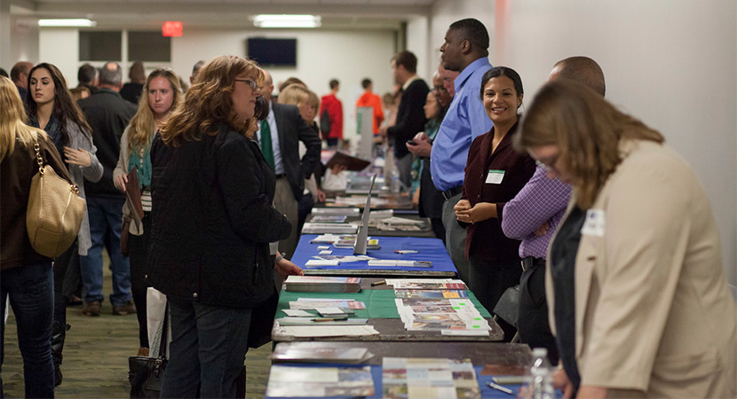 students at a holiday fair