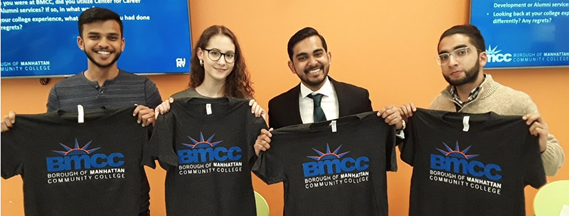 students with BMCC tee shirts