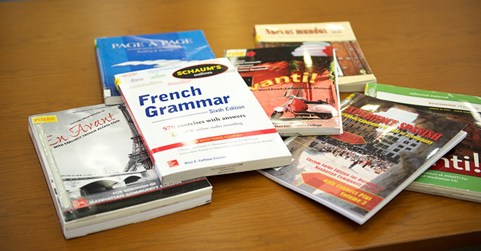 French books on a table