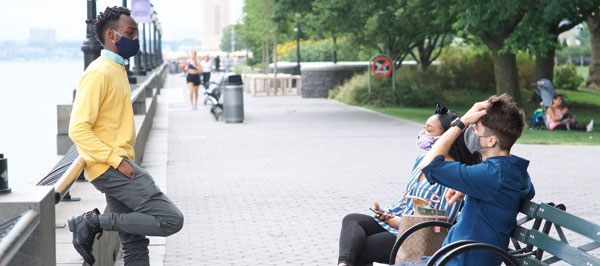 students near BMCC campus in Tribeca