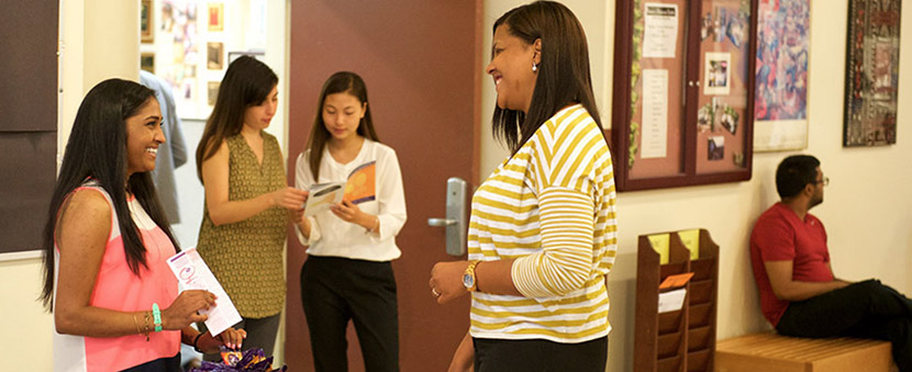 students outside women's resource center