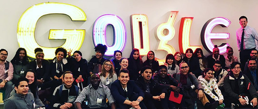 students visiting Google office