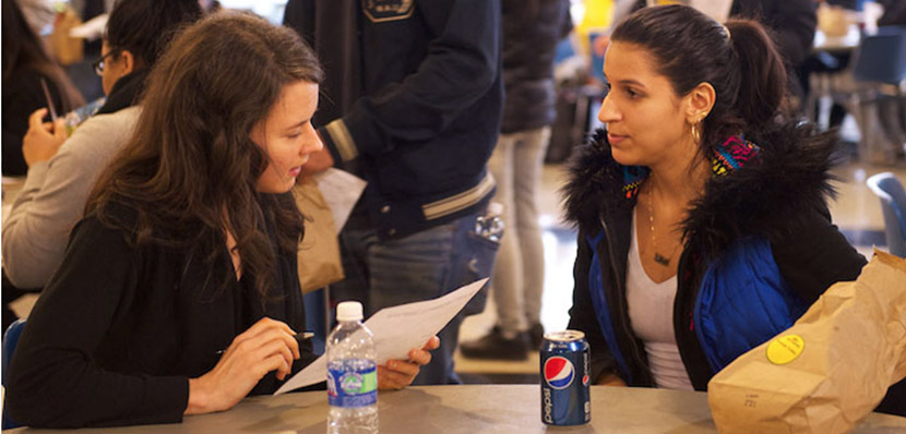 students talking