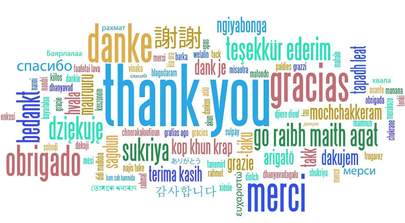 the word thank you written in different languages