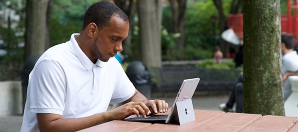 student using laptop