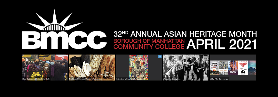 Asian Heritage Month banner with images of upcoming events