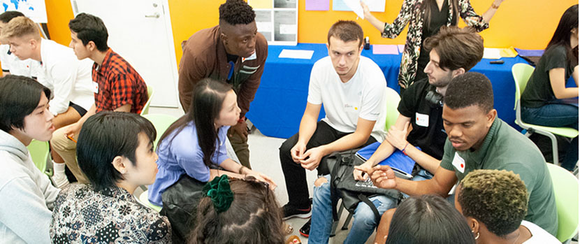 international students at an orientation session