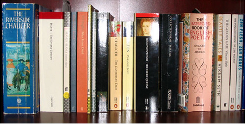 poetry books on a shelf