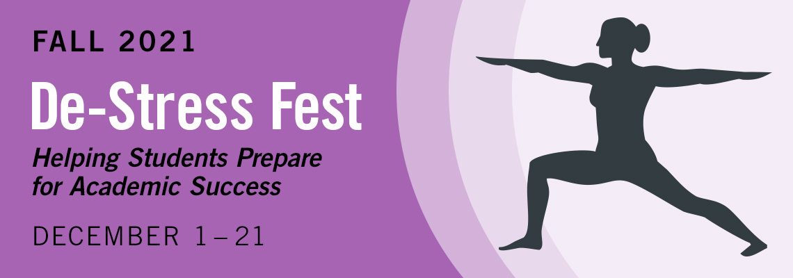 banner with the words "Fall 2021 De-Stress Fest"