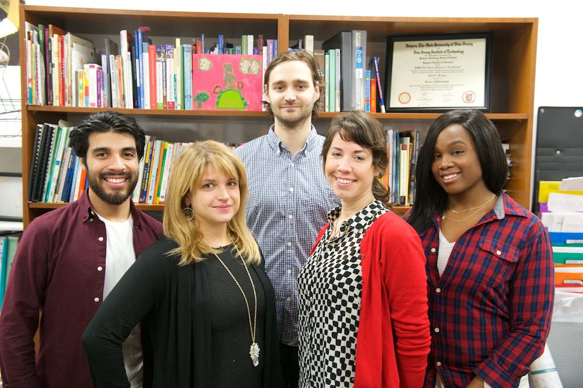 (L-R) Raul Chavez, BMCC Professor Cara Kronen, John Cocco, Nicole O'Donnell and Mia Johnson.