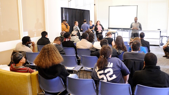 Youri St. Fleurant returned to BMCC to share practical job advice with Math majors.