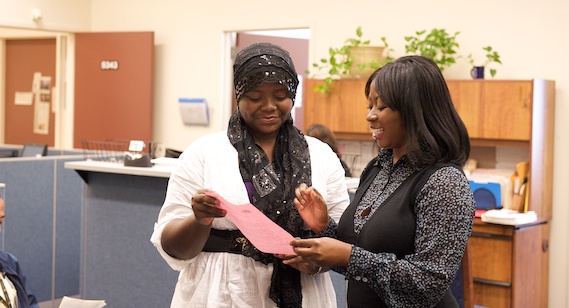 BMCC Scholarship Coordinator, Sussie Gyamfi and Student